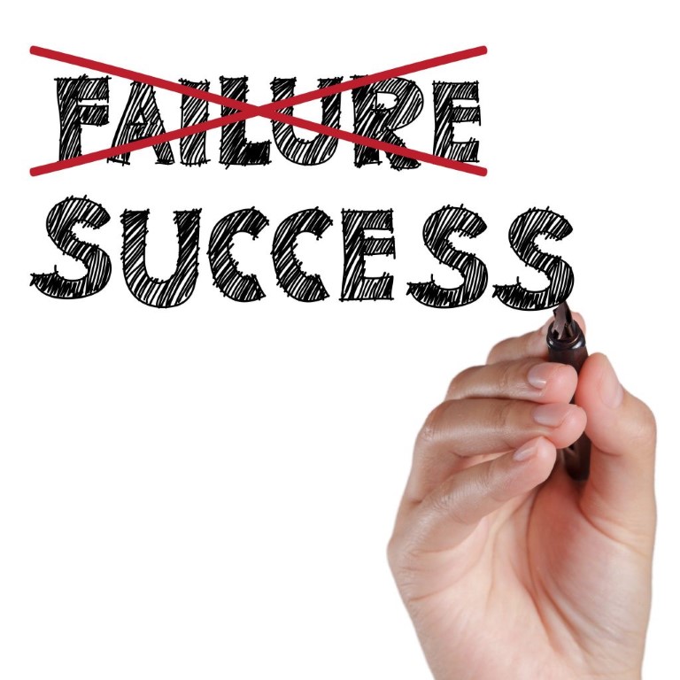 hand crossing out failure and writing success